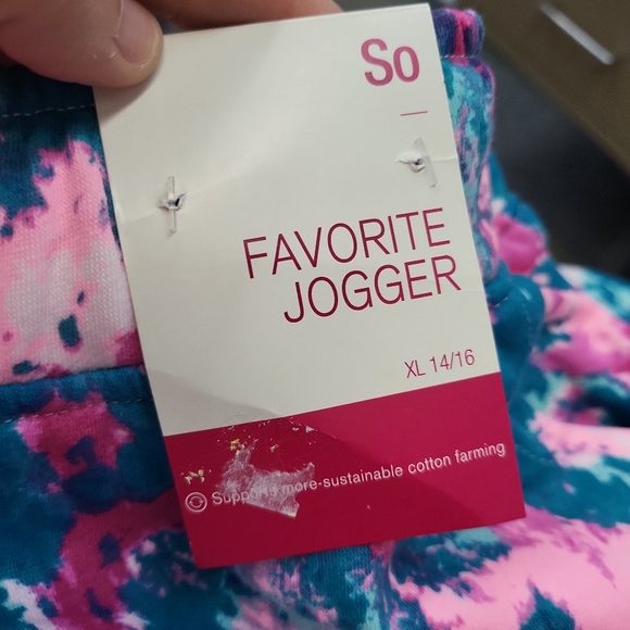 NWT Girls XL(14/16) So Favorite Jogger Sweatpants Tie-Dye Pink Teal - Picture 7 of 8